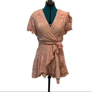 Lace Saints & Secrets Mini Faux Wrap Dress NWT